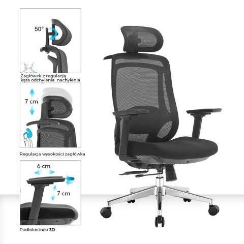 Fotel biurowy ergonomiczny Rosa 2.0 czarny ANGEL ANGEL