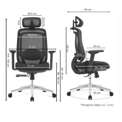 Fotel biurowy ergonomiczny Rosa 2.0 czarny ANGEL ANGEL