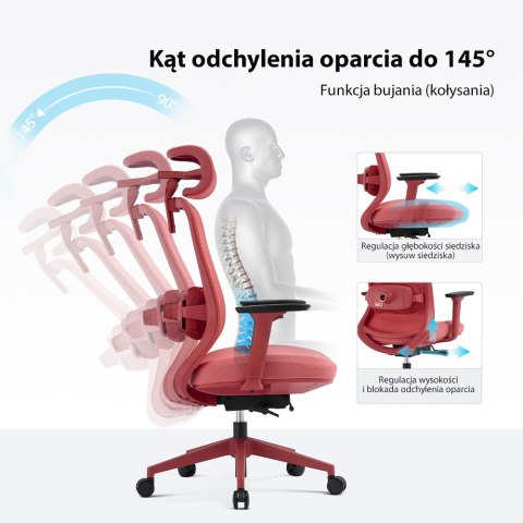 Fotel biurowy ergonomiczny ANGEL fizjO czerwony z funkcją masażu ANGEL