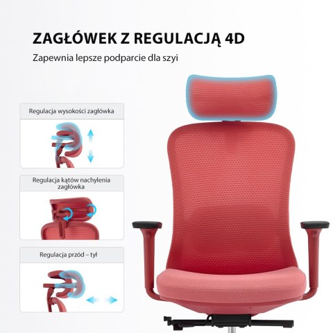 Fotel biurowy ergonomiczny ANGEL fizjO czerwony z funkcją masażu ANGEL