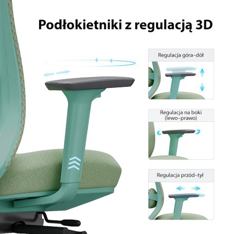 Fotel biurowy ergonomiczny ANGEL fizjO miętowy z funkcją masażu ANGEL