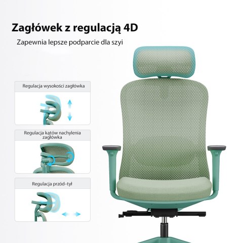 Fotel biurowy ergonomiczny ANGEL fizjO miętowy z funkcją masażu ANGEL