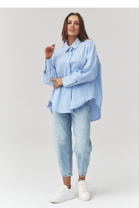 Koszula Damska Model C36 Blue/White - Makadamia Makadamia