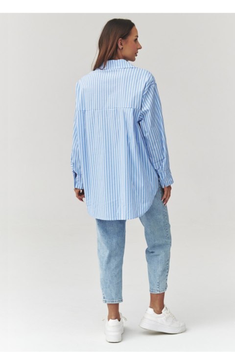 Koszula Damska Model C36 Blue/White - Makadamia Makadamia