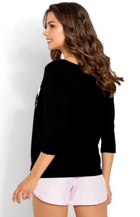 Piżama Damska Model Amanda Black/Pink - Momenti Per Me Momenti Per Me