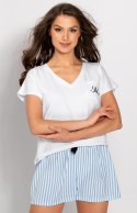 Piżama Damska Model Nicole White/Baby Blue - Momenti Per Me Momenti Per Me