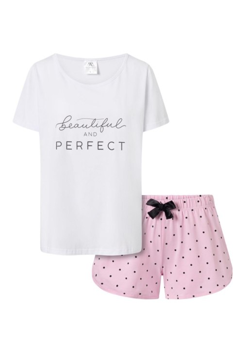 Piżama Damska Model Sweet Dreams White/Pink - Momenti Per Me Momenti Per Me