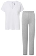 Piżama Komplet Model Chill Out White/Grey - Momenti Per Me Momenti Per Me