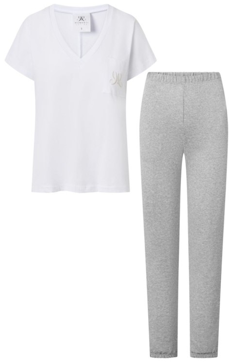 Piżama Komplet Model Chill Out White/Grey - Momenti Per Me Momenti Per Me