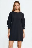 Sukienka z zakładkami na rękawach S291 Black - Nife Nife