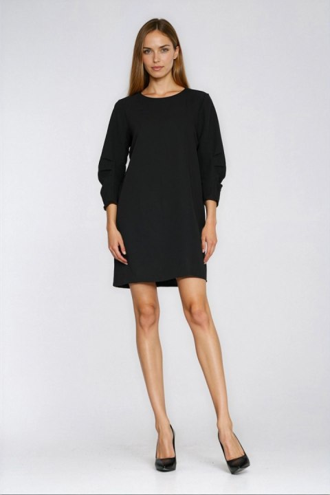 Sukienka z zakładkami na rękawach S291 Black - Nife Nife