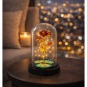 Wieczna Kryształowa Róża w Kopule z Oświetleniem LED Czerwona 21x11cm LEAN