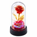 Wieczna Róża Kryształowa w Kopule z Oświetleniem LED z Serduszkiem 14x8cm LEAN