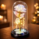 Wieczna Róża W Kopule Kryształowa Kolorowa Oświetlenie LED 21x11cm LEAN