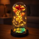 Wieczna Róża W Kopule Kryształowa Oświetlenie LED Czerwona 21x11cm LEAN
