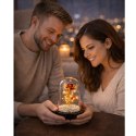 Wieczna Róża W Kopule Kryształowa Oświetlenie LED Kuleczki Czerwona 21x11cm LEAN