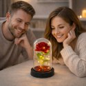 Wieczna Róża W Szklanej Kopule Oświetlenie LED Czerwona 21,5 x 11 cm LEAN