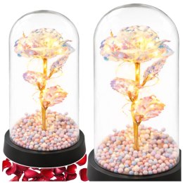 Wieczna Róża W Szklanej Kopule Oświetlenie LED Kryształowa 21,5 x 11 cm LEAN