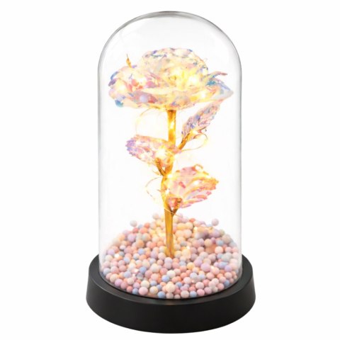Wieczna Róża W Szklanej Kopule Oświetlenie LED Kryształowa 21,5 x 11 cm LEAN