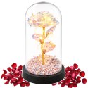 Wieczna Róża W Szklanej Kopule Oświetlenie LED Kryształowa 21,5 x 11 cm LEAN