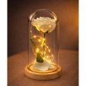 Wieczna Róża W Szkle Kopuła Oświetlenie LED Biała 21x11cm LEAN