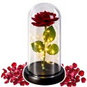 Wieczna Róża w Kopule z Oświetleniem LED Czerwona 21x11cm LEAN