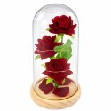 Wieczne Róże W Szklanej Kopule Oświetlenie LED Czerwone 21,5 x 11 cm LEAN