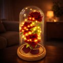 Wieczne Róże W Szklanej Kopule Oświetlenie LED Czerwone 21,5 x 11 cm LEAN