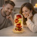 Wieczne Róże W Szklanej Kopule Oświetlenie LED Czerwone 21,5 x 11 cm LEAN