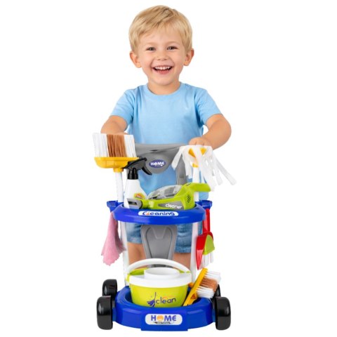 Zestaw Do Sprzątania Dla Dzieci Wózek Odkurzacz Interaktywny Akcesoria 20el LEAN Toys