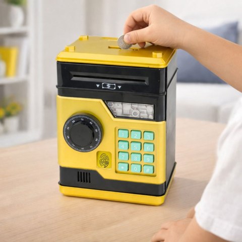 Bankomat Sejf Elektroniczny Skarbonka Światła Dźwięki Kod PIN Złoty LEAN Toys
