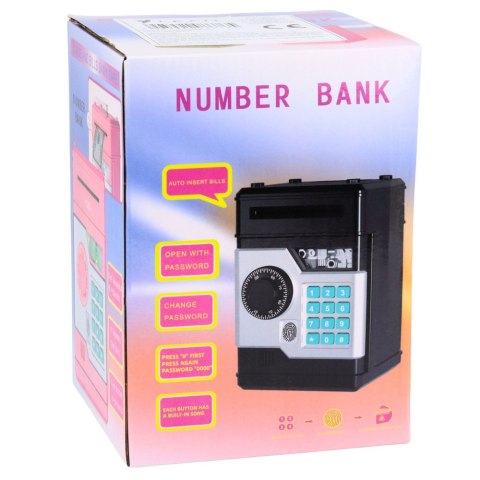 Bankomat Sejf Elektroniczny Skarbonka Światła Dźwięki Kod PIN Złoty LEAN Toys