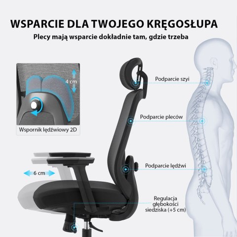 Fotel biurowy ergonomiczny ANGEL runO czarny ANGEL