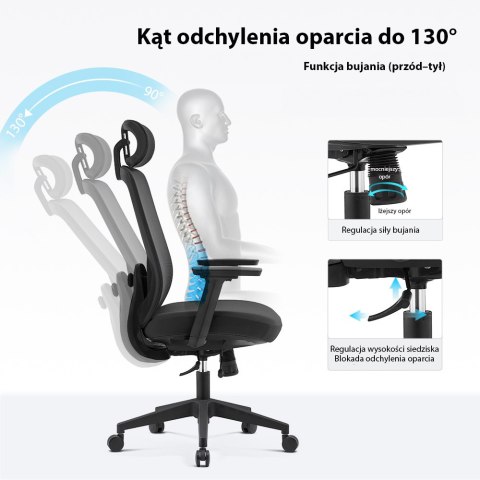 Fotel biurowy ergonomiczny ANGEL runO czarny ANGEL