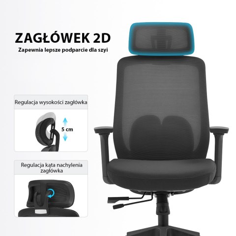 Fotel biurowy ergonomiczny ANGEL runO czarny ANGEL