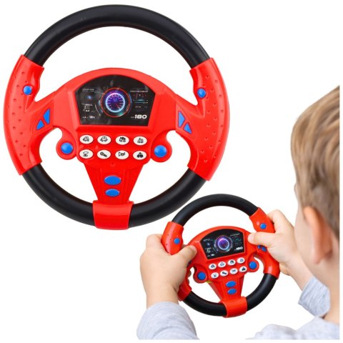 Kierownica Interaktywna Z Przyssawkami Światła Dźwięki Czerwona LEAN Toys
