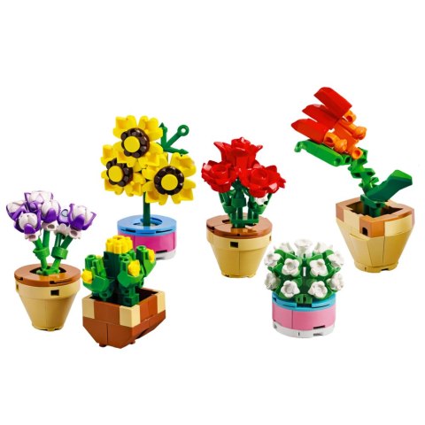 Klocki Konstrukcyjne Kwiaty Roślinki w Doniczkach 6 Sztuk 256 el. LEAN Toys