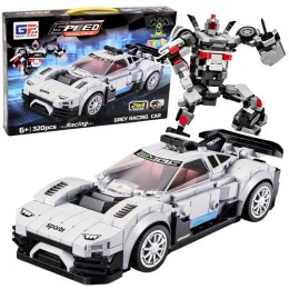 Klocki Konstrukcyjne Samochód Wyścigowy Robot 2W1 Biały 320 el. LEAN Toys
