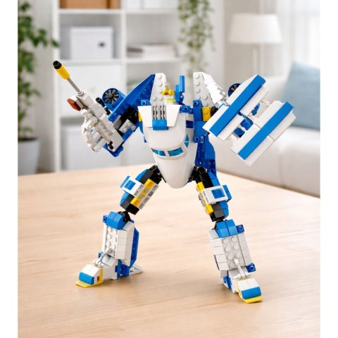 Klocki Konstrukcyjne Samolot Pasażerski Robot 2w1 Światła 417 el. LEAN Toys