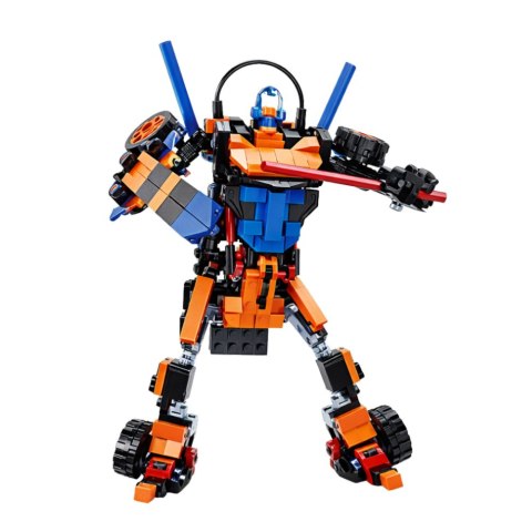 Klocki Konstrukcyjne Wyścigówka Auto Robot 2W1 Pomarańczowa 322 el. LEAN Toys