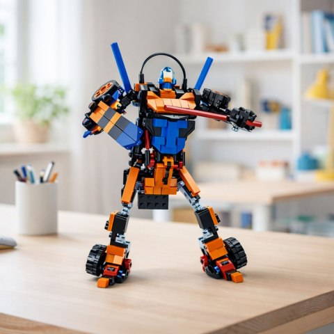 Klocki Konstrukcyjne Wyścigówka Auto Robot 2W1 Pomarańczowa 322 el. LEAN Toys