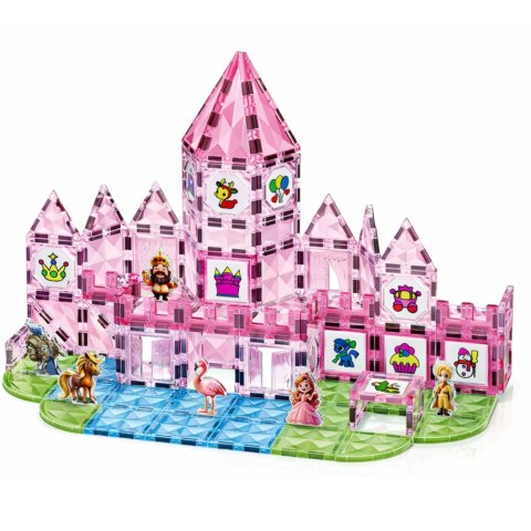 Klocki Magnetyczne Z Figurkami Pigmenty Karty Do Malowania Różowe 142 el. LEAN Toys