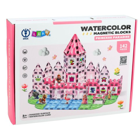 Klocki Magnetyczne Z Figurkami Pigmenty Karty Do Malowania Różowe 142 el. LEAN Toys