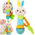 Pluszowa Grzechotka Zajączek Z Gryzakiem i Piszczałką Dla Niemowląt LEAN TOYS