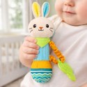 Pluszowa Grzechotka Zajączek Z Gryzakiem i Piszczałką Dla Niemowląt LEAN TOYS