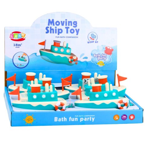 Zabawka Do Kąpieli Statek Nakręcany Pryskający Wodą Niebieski LEAN Toys