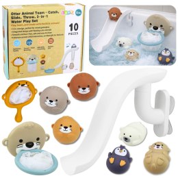 Zabawki Do Kąpieli Wydra Zwierzątka Zjeżdżalnia Kosz Sitko 10 el. LEAN Toys
