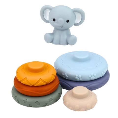 Zestaw Klocki Sensoryczne Gumowe Dla Niemowląt 3w1 Piłeczki Wieża LEAN Toys