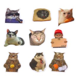 Zestaw Naklejki Koty Memy Dekoracyjne Różne Motywy 50 szt. 7-8 cm LEAN