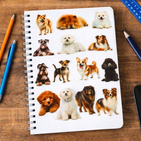 Zestaw Naklejki Pieski Różne Gatunki Śliskie Przeźroczyste 50 szt. LEAN Toys